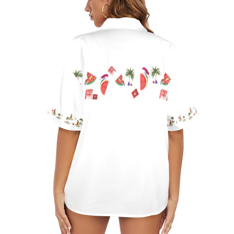 Women's Christmas in July Hawaiian Guayabera Shirt