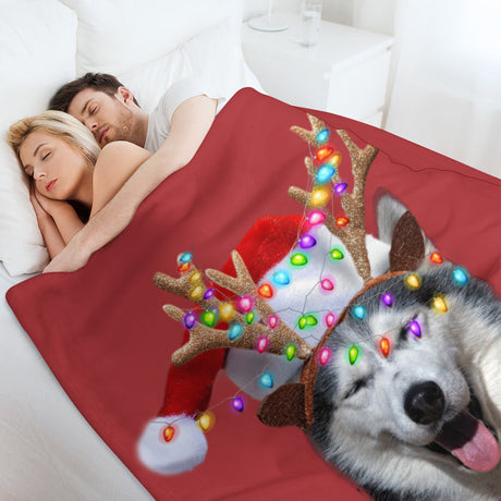 Christmas Husky Throw Blanket