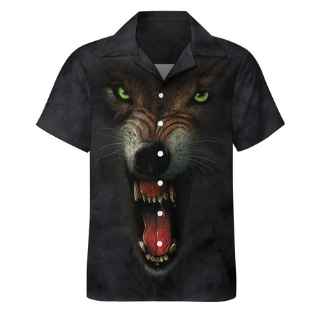 Wolf Face Hawaiian Shirt | Button Up Down Shirt