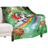 Christmas Cat Unicorn Throw Blanket