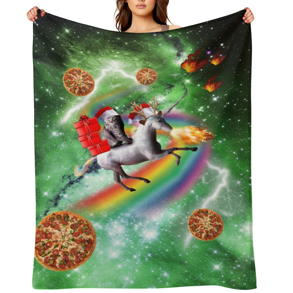 Christmas Cat Unicorn Throw Blanket