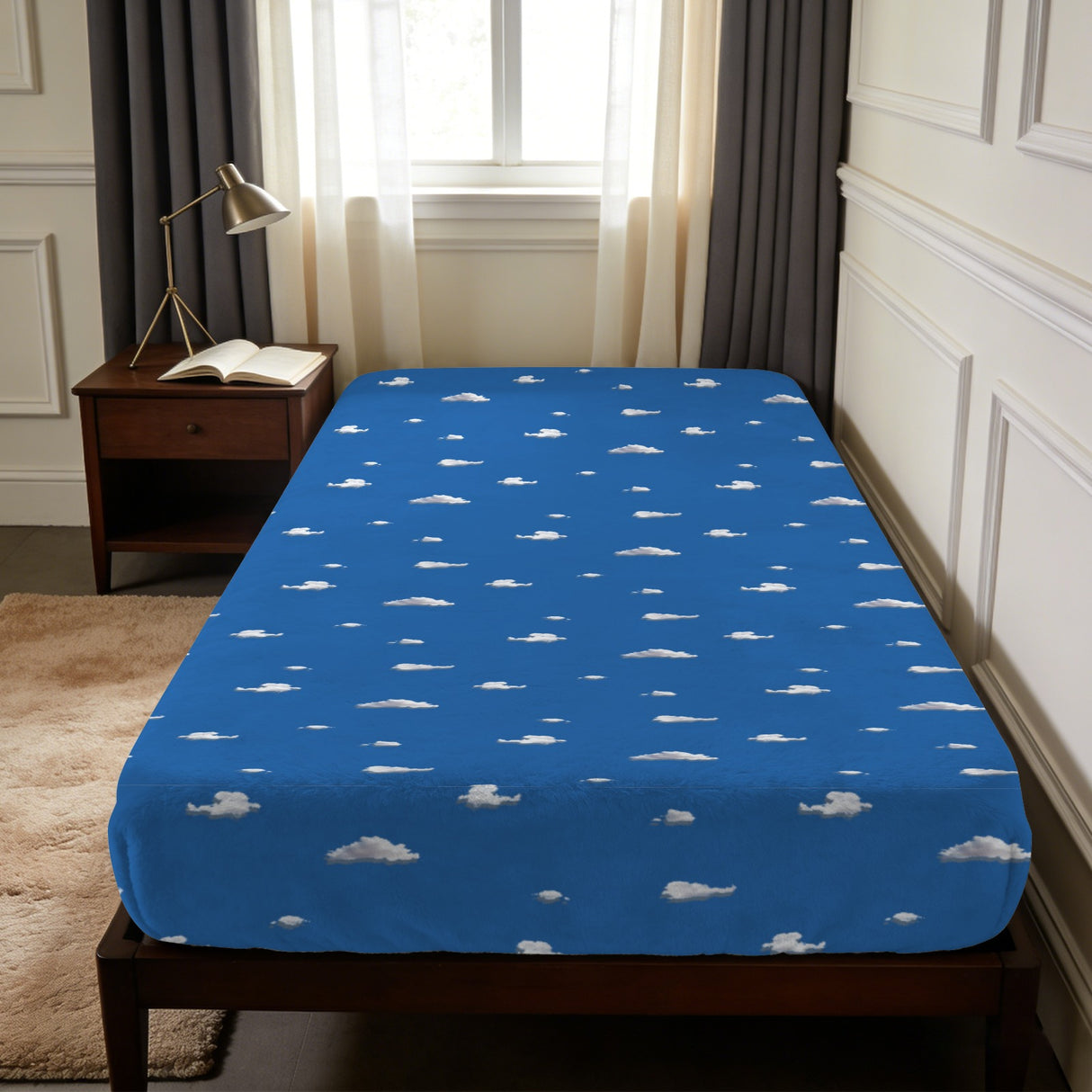 Cloud Twin Fitted Sheet – Blue Sky Bedding, 39 x 75 x 15 in