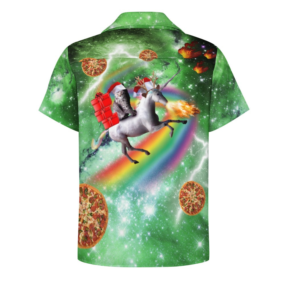 Christmas Cat Unicorn Hawaiian Shirt | Button Up Down Shirt