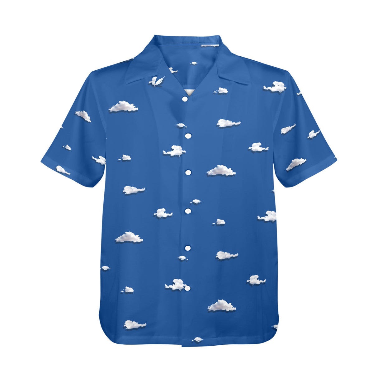 Cloud Print Button-Up - Beach Vacation Hawaiian Shirt