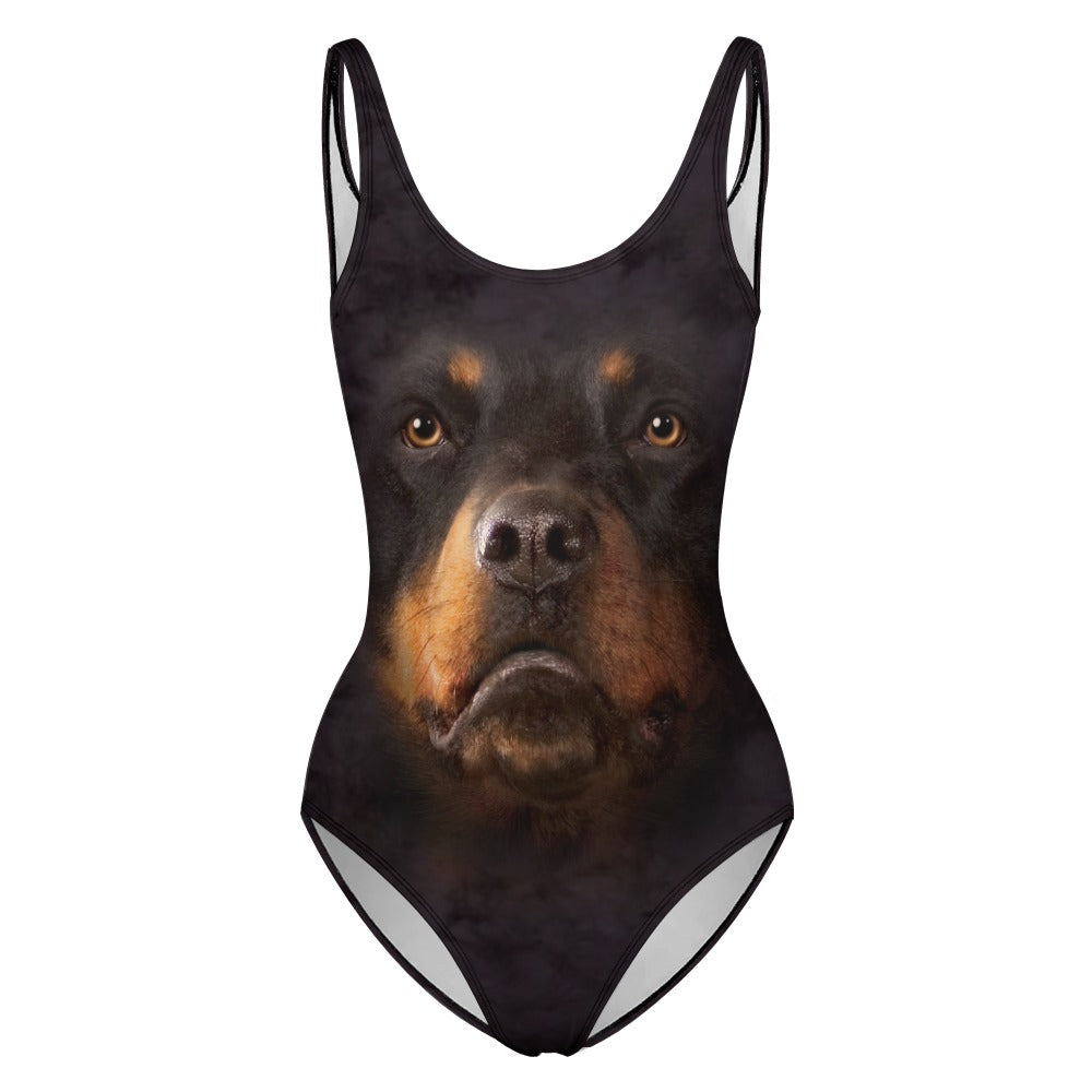 Rottweiler Face One Piece Swimsuit