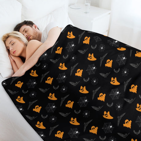 Bat & Ghost Halloween Throw Blanket – Spooky Decor