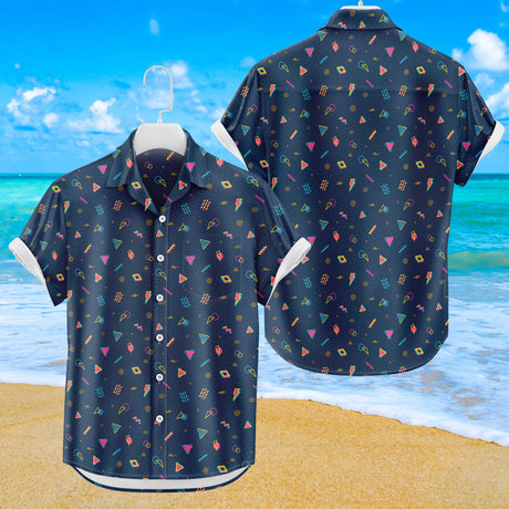 Hawaiihemd mit Arcade-Bodenteppich-Muster | Button-Up-Down-Hemd