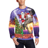 Santa Riding Dinosaur Ugly Christmas Sweater