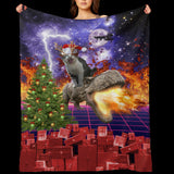 Christmas Cat Dinosaur Throw Blanket