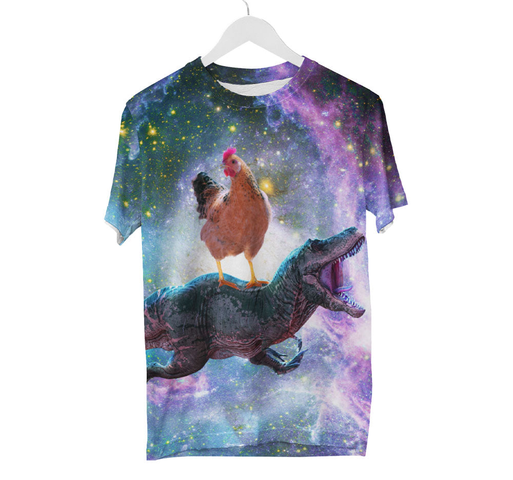 Chicken Riding Dinosaur Shirt | AOP 3D Tee Shirts