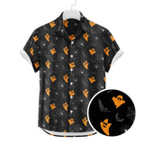 Chemise bouton hawaïenne Halloween Bat Ghost | Chemise boutonnée