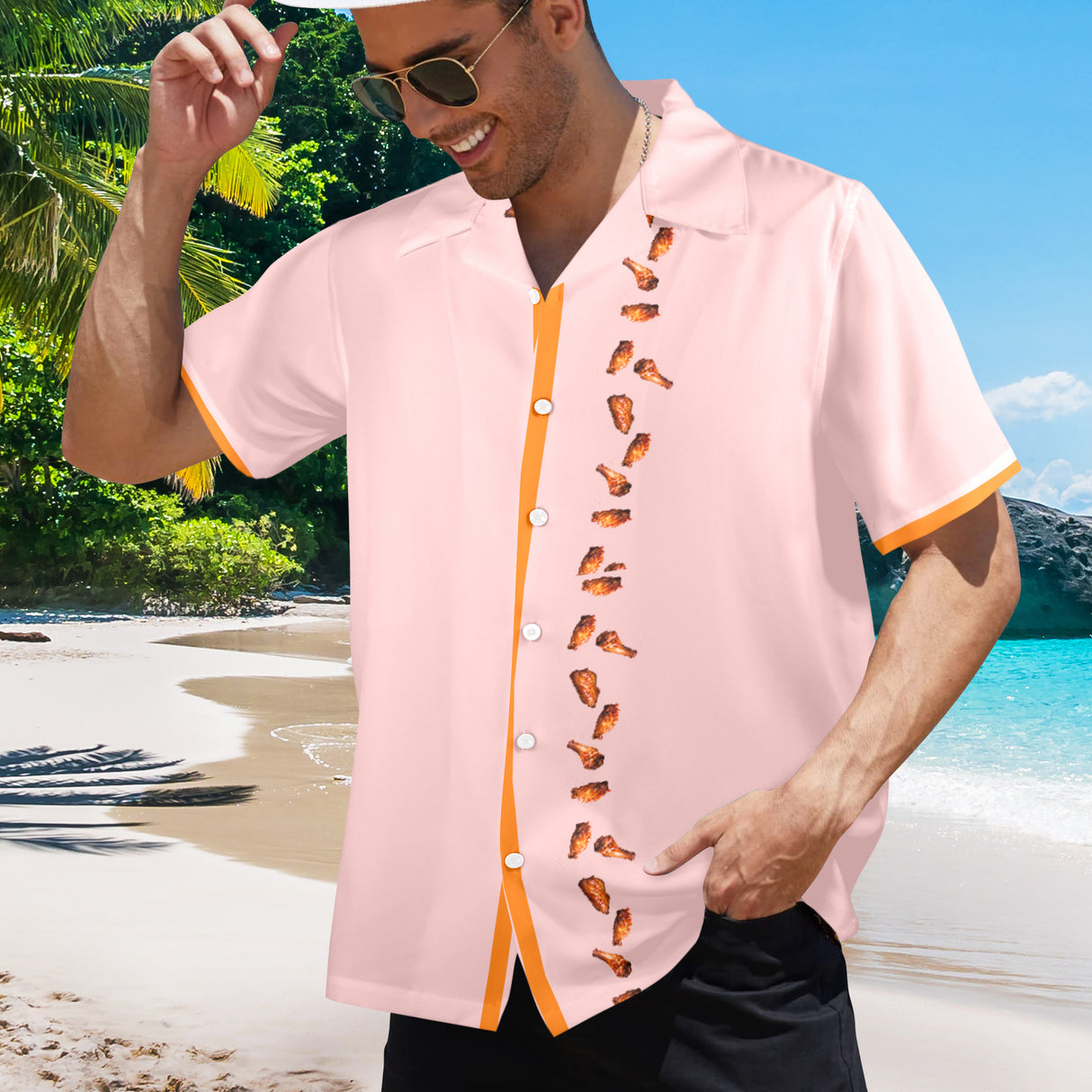 Chicken Wing Hawaiian Shirt - Crispy Wing Party Button-Up
