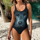 Black Labrador Face One Piece Swimsuit