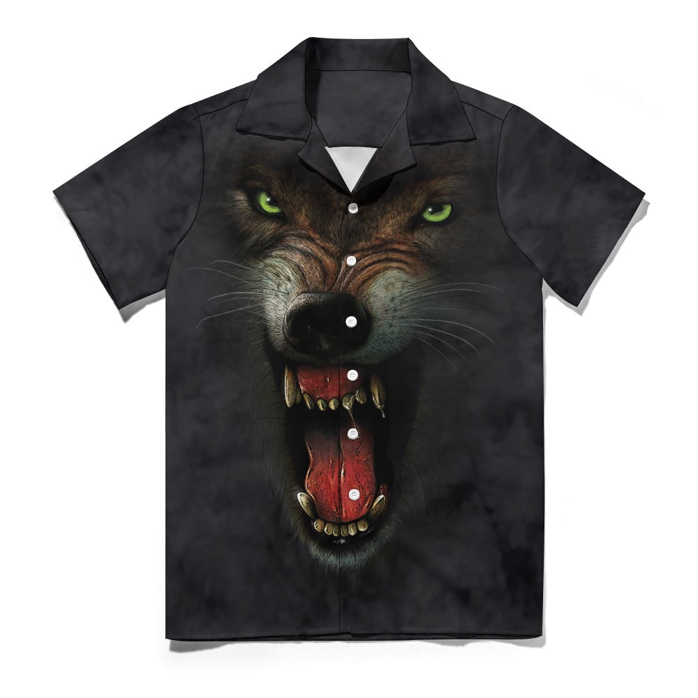 Wolf Face Hawaiian Shirt | Button Up Down Shirt