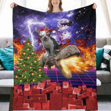 Christmas Cat Dinosaur Throw Blanket