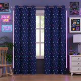 Retro 80s Curtains – Neon Geometric Grommet Set, 52 x 84 in