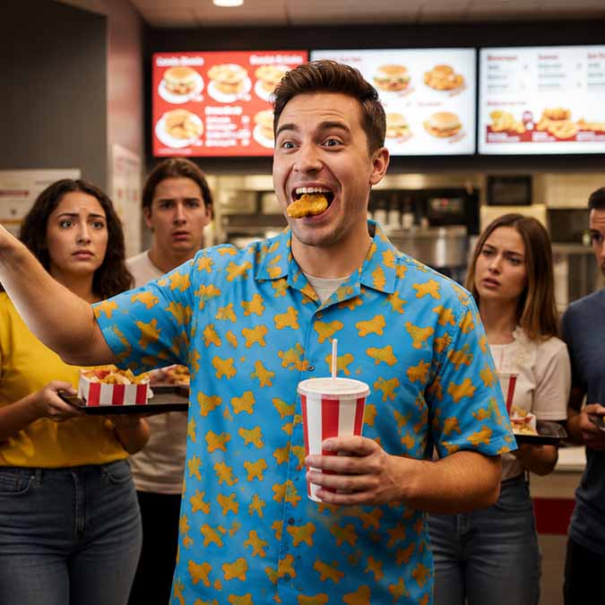 Dinosaur Chicken Nuggets Hawaiian Shirt | Button Up Down Shirt