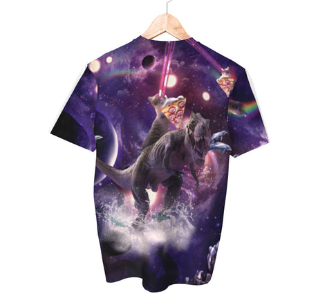 Laser Cat Riding Dinosaur Shirt | AOP 3D Tee Shirts