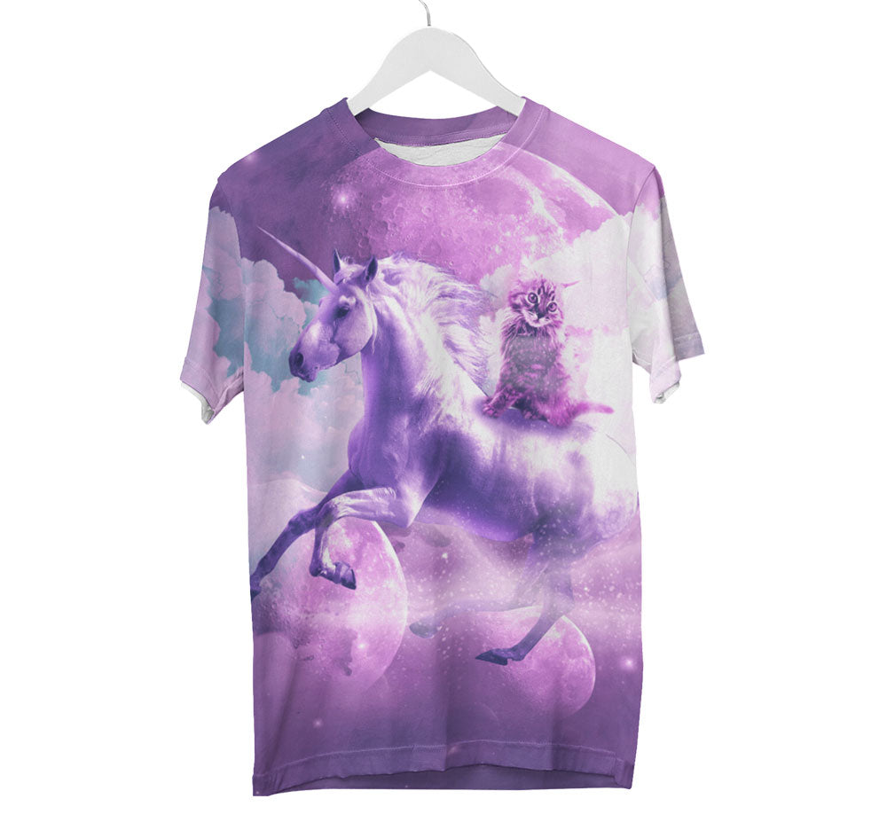 Katze reitet Einhorn Shirt | AOP 3D T-Shirts