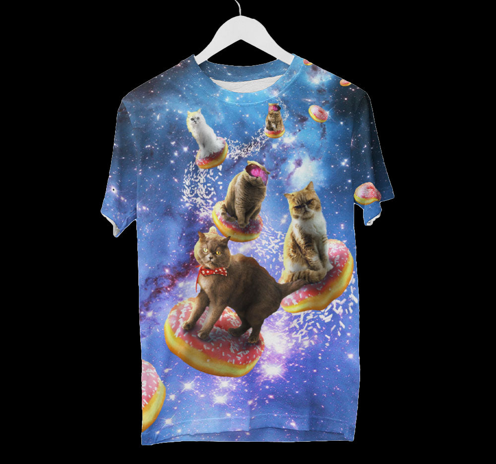 Donut Katze im Weltraum Shirt | AOP 3D T-Shirts