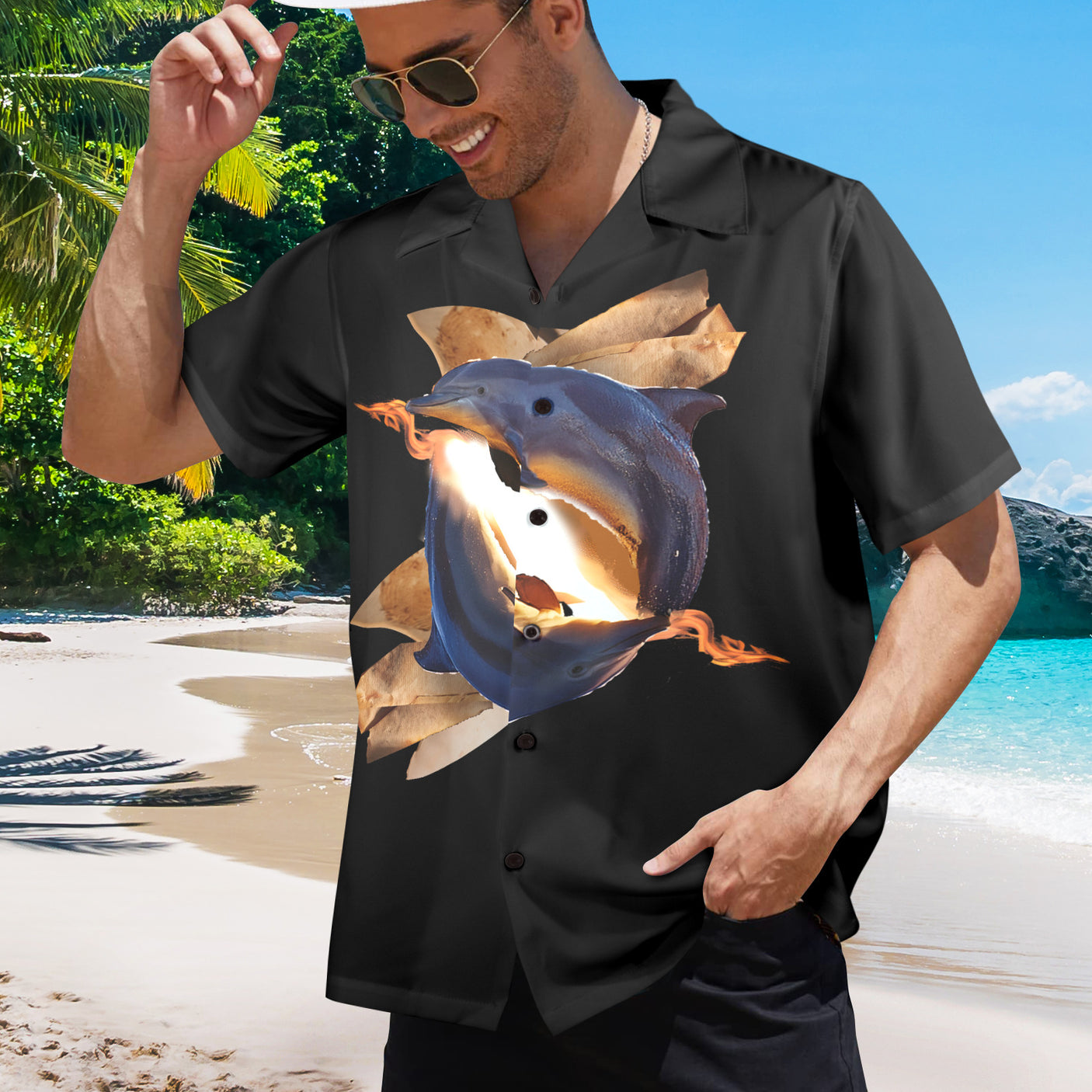 Dolphin Hawaiian Shirt | Button Up Down Shirt