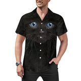 Black Kitten Face Hawaiian Shirt | Button Up Down Shirt