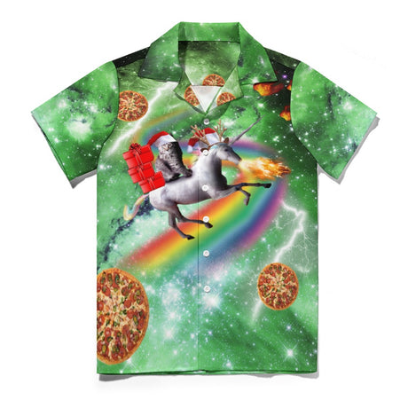 Christmas Cat Unicorn Hawaiian Shirt | Button Up Down Shirt