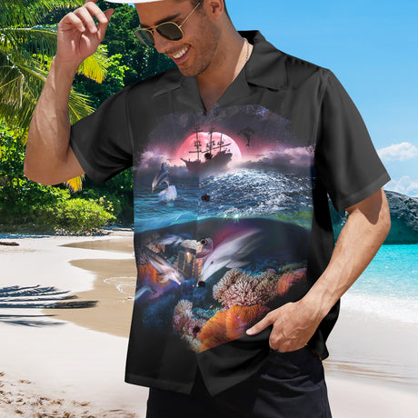Dolphin Hawaiian Shirt | Button Up Down Shirt
