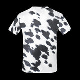 Bold black and white cowhide pattern on men's t-shirts, product view 2