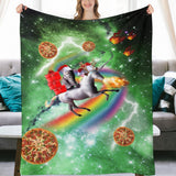 Christmas Cat Unicorn Throw Blanket