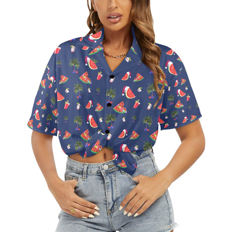 Women's Christmas in July Hawaiian Guayabera Shirt