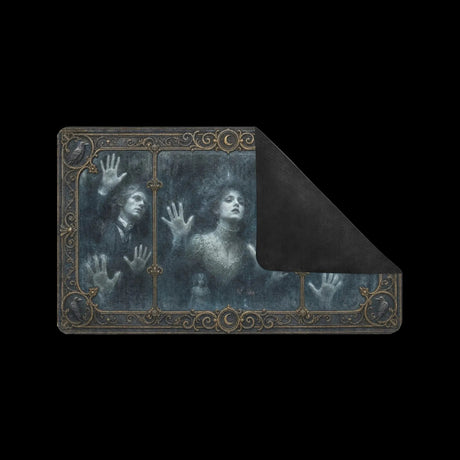 Pale ghosts pressing beneath an ornate Victorian glass window on doormats, product view 3