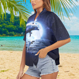 Moon Dolphin Women's Hawaiian Shirt