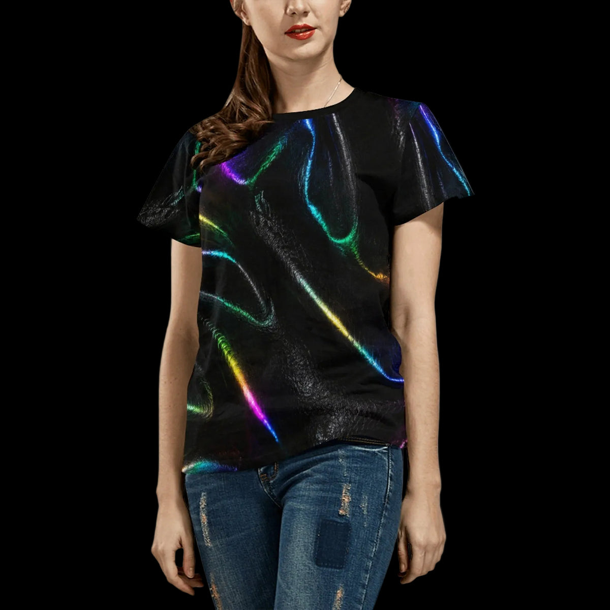Florescent Black Rainbow Costume Shirt for Women