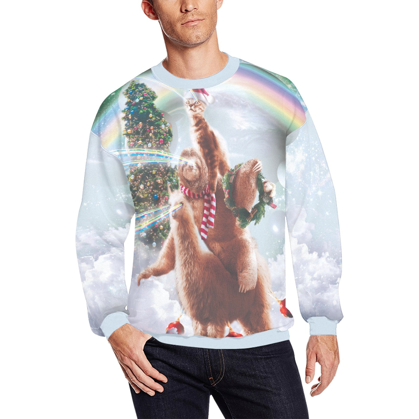 Cat Sloth Llama Ugly Christmas Sweater