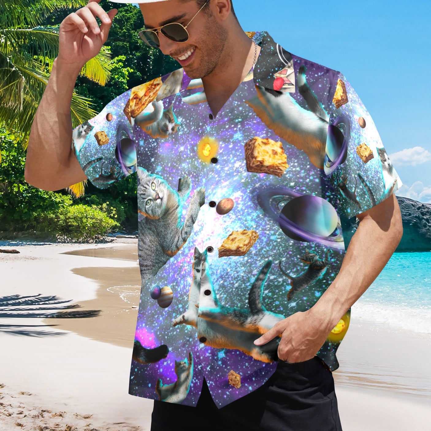 Space Cat Hawaiian Shirt