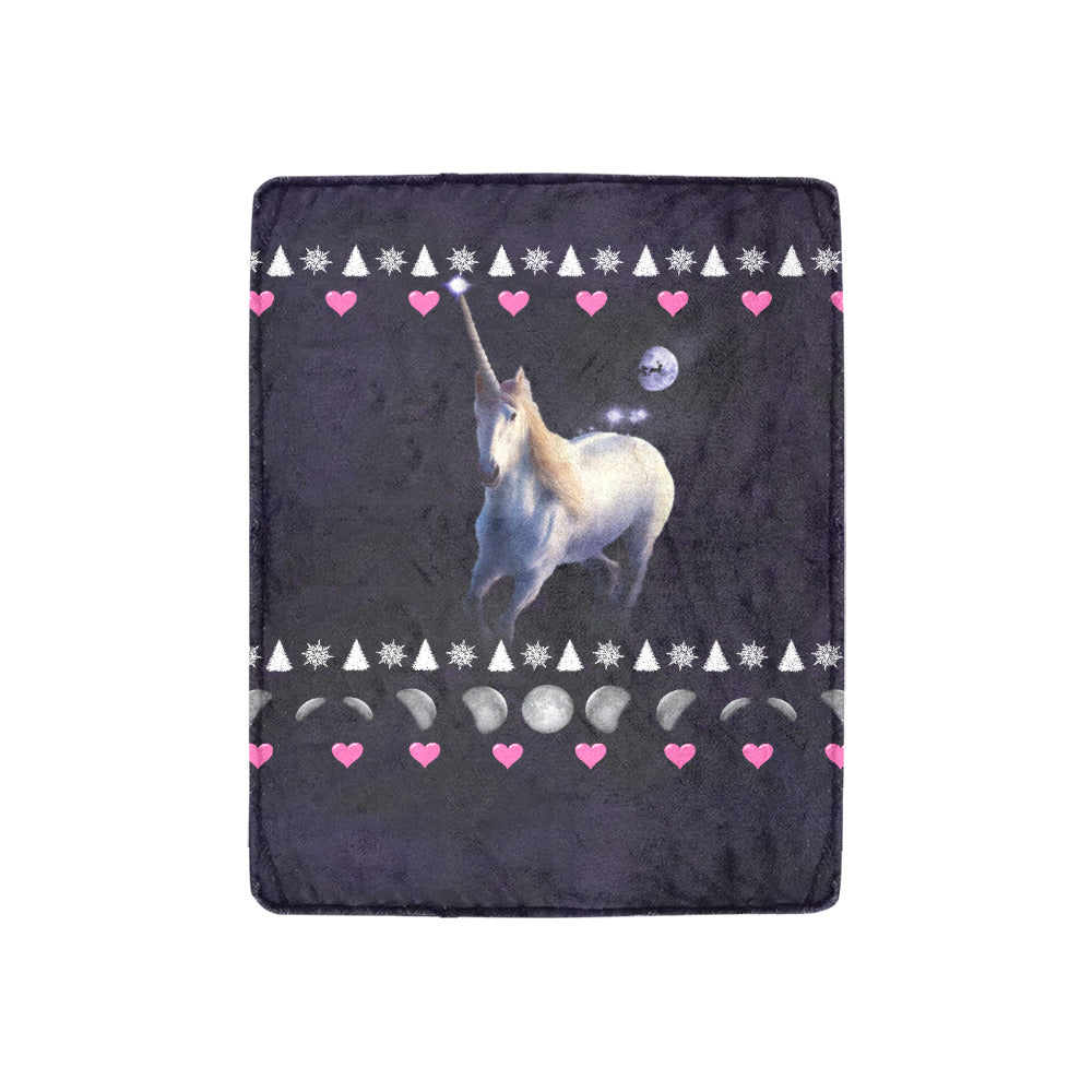 Moon Unicorn Christmas Throw Blanket
