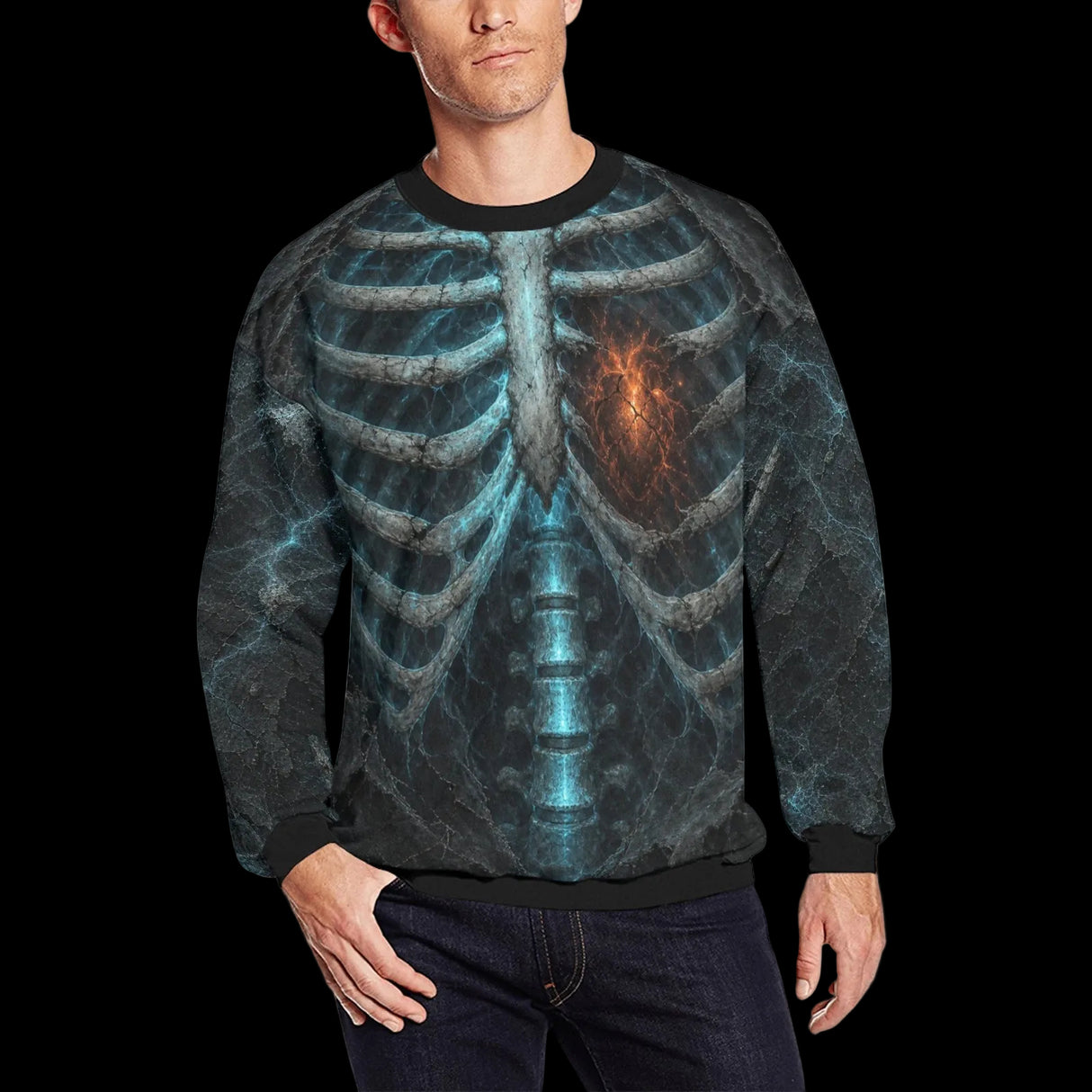 Glowing Skeleton Heart Halloween Costume Sweatshirt