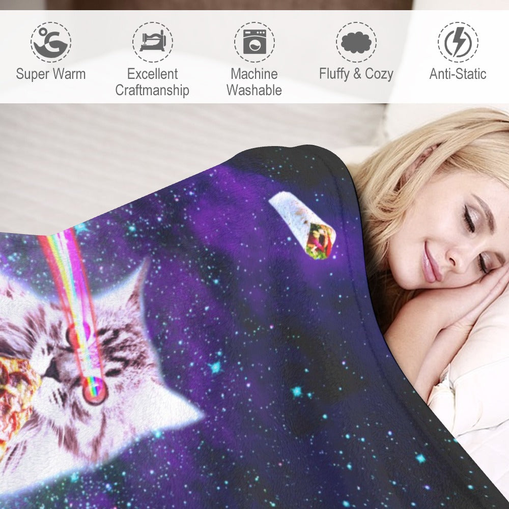 Space Pizza Cat Throw Blanket