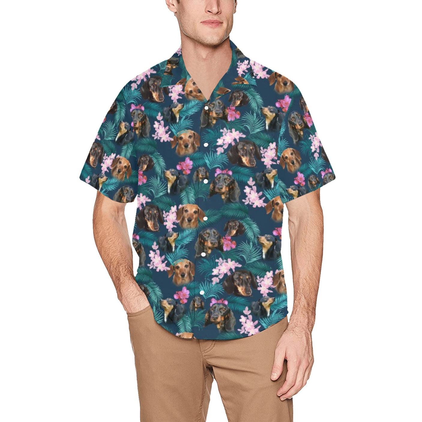 Dachshund Hawaiian Shirt | Dog Button Up Down Shirt