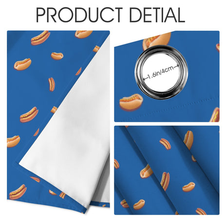 Hot Dog Pattern Curtains – Funny Food Grommet Set, 52 x 84 in