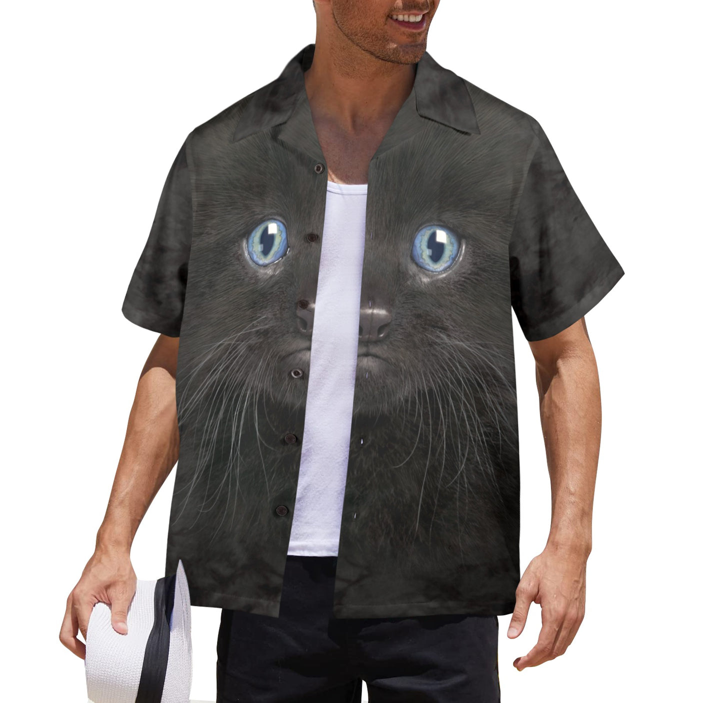 Black Kitten Face Hawaiian Shirt