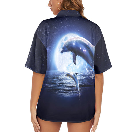 Moon Dolphin Women's Hawaiian Shirt