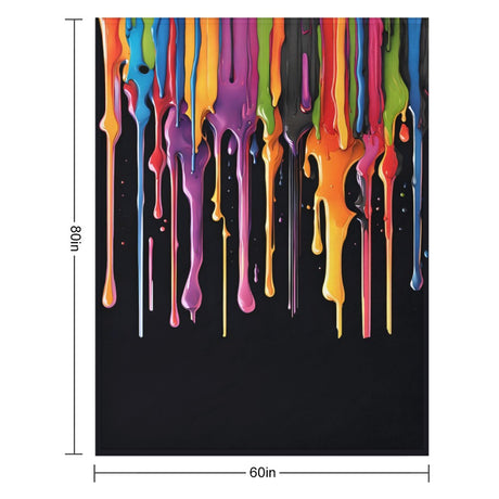 Rainbow Paint Drip Throw Blanket