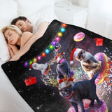 Space Cat Christmas Throw Blanket