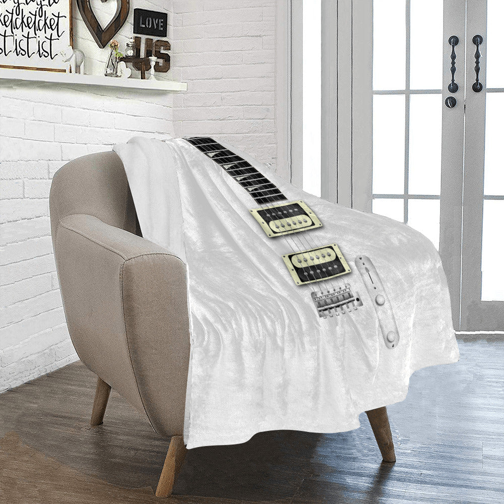 White Guitar Throw Blanket