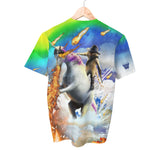 Katze reitet Einhorn Shirt | AOP 3D T-Shirts