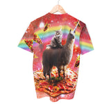 Chemise de lama de chat de pizza | T-shirts AOP 3D