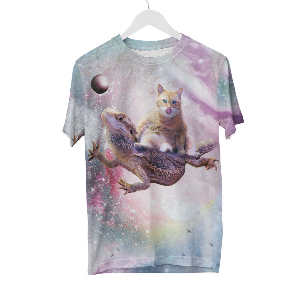 Space Cat Bearded Dragon Shirt | AOP 3D Tee Shirts