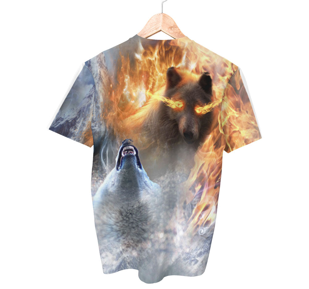 Ice Fire Wolf Shirt | AOP 3D Tee Shirts